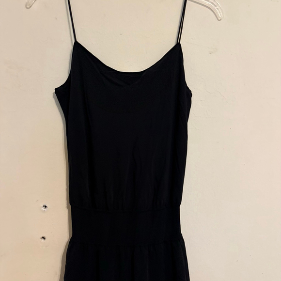 Women's Theory Black Rib Waistband Silk Combo Midi Dress S - Picture 8 of 16